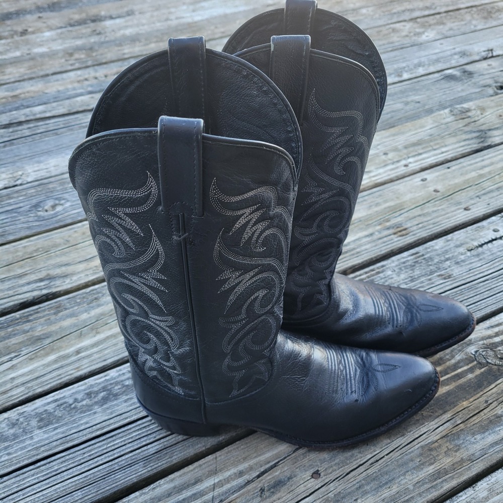 J. Chisholm Cowboy Boots Mens 11D Leather Western Rodeo Working Gray Embroidery